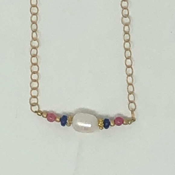 Gold Filled Pearl & Crystal Necklace - Picture 1 of 6